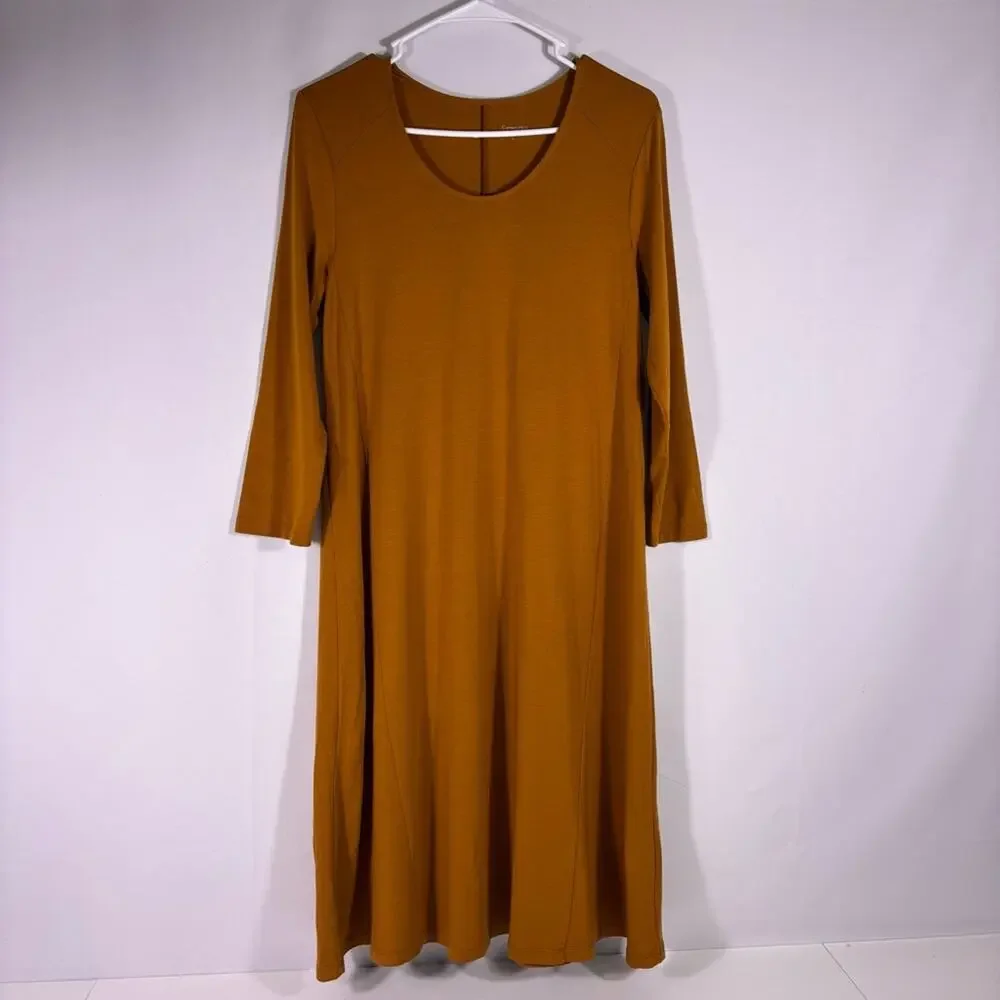 Garnet Hill Orange Long Sleeve A-Line Dress Size Small 1224